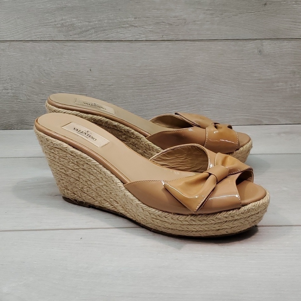 Valentino Garavani Womens Espadrille Wedge Leather Sandals shoes sz 40.5/10.5